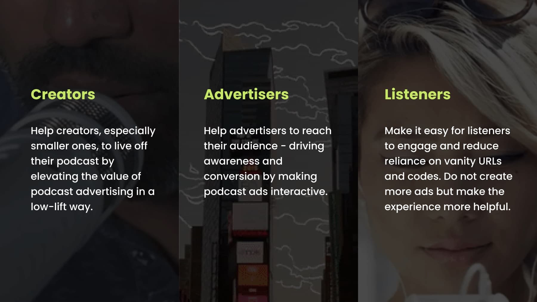 Opportunities: value for advertisers, creators, and listeners